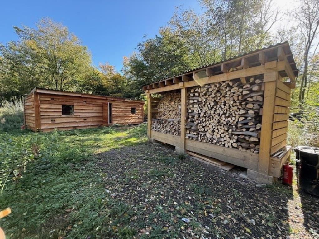 Lot: 48 - WOODLAND AND FORESTRY BUILDING - Another view of forestry building and log store